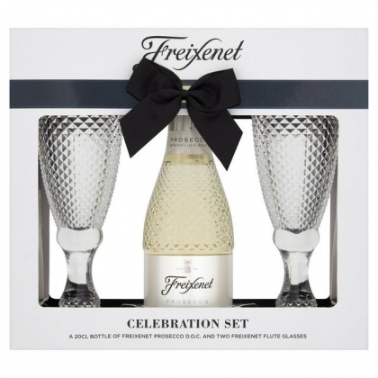 Freixenet Prosecco + Flute Glasses Gift Set, 20cl